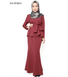 Kimono Mermaid Kurung Dark Red